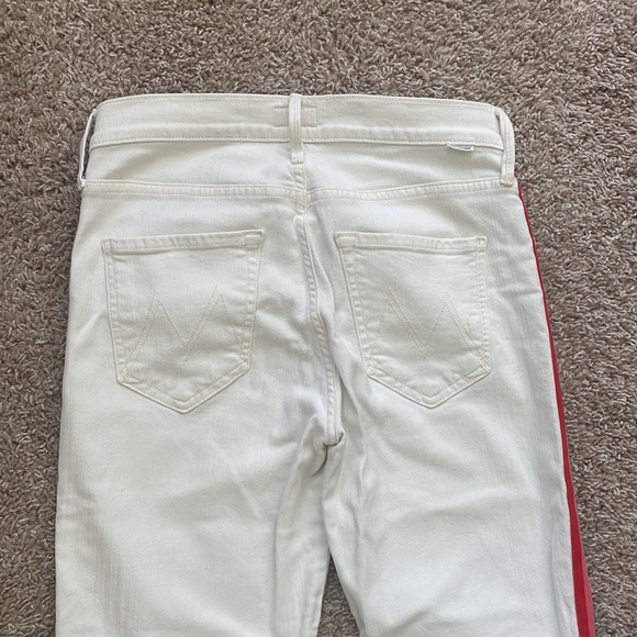 Mother Cream Jeans with Pink and Red Stripe - Picture 6 of 8